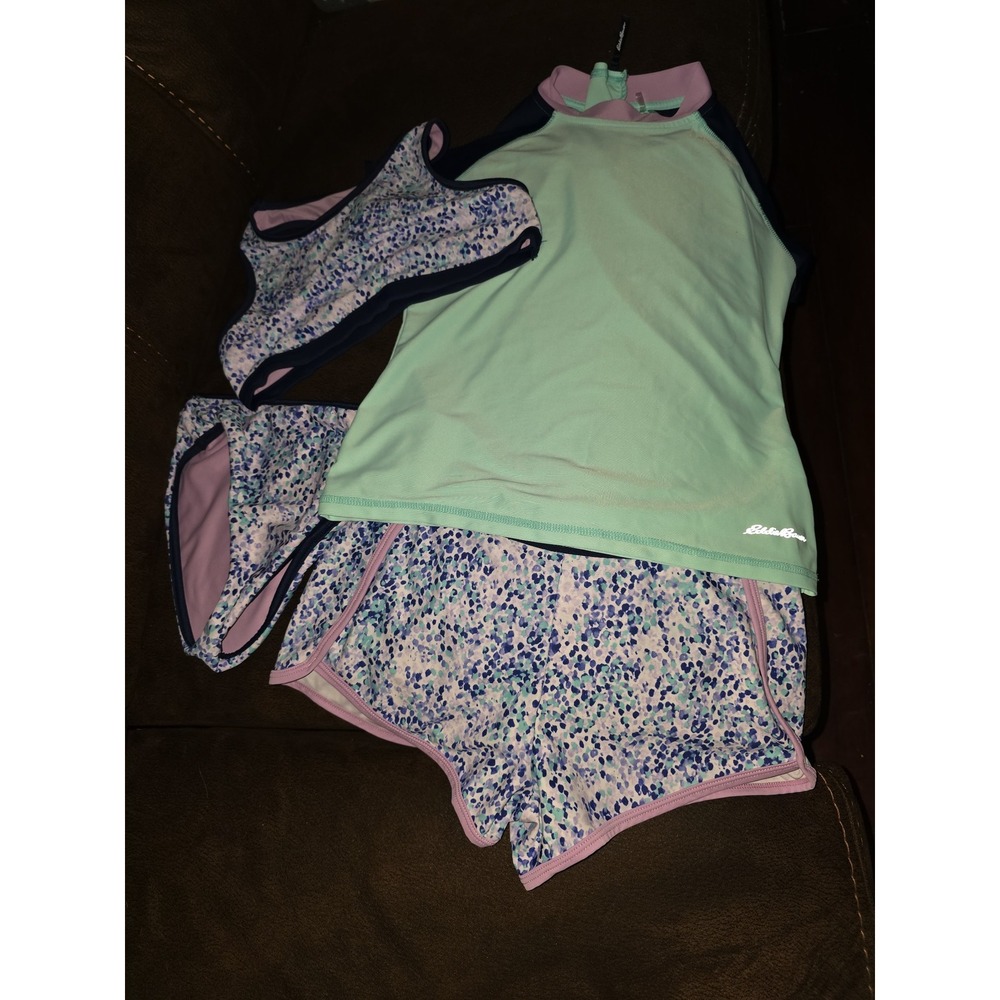 Eddie Bauer swim‎ set bathing suit 2 piece rash guard shorts size 10 12